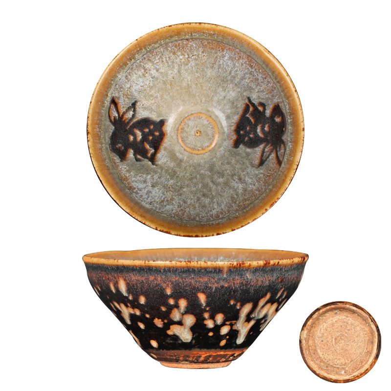 吉州窑贴花兔纹碗