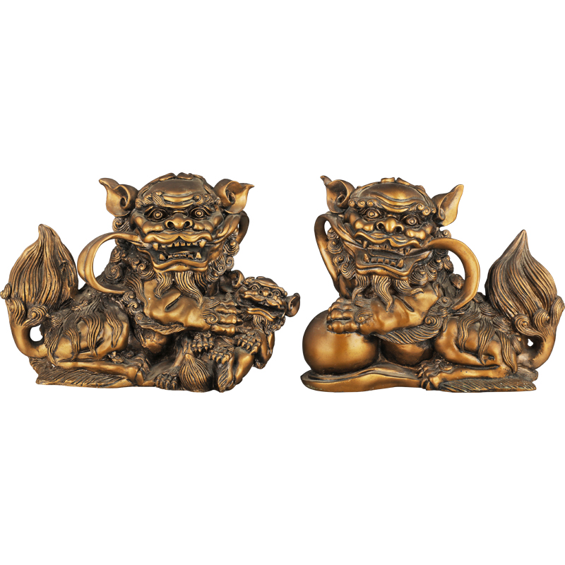 瓷胎泥金狮子 一对