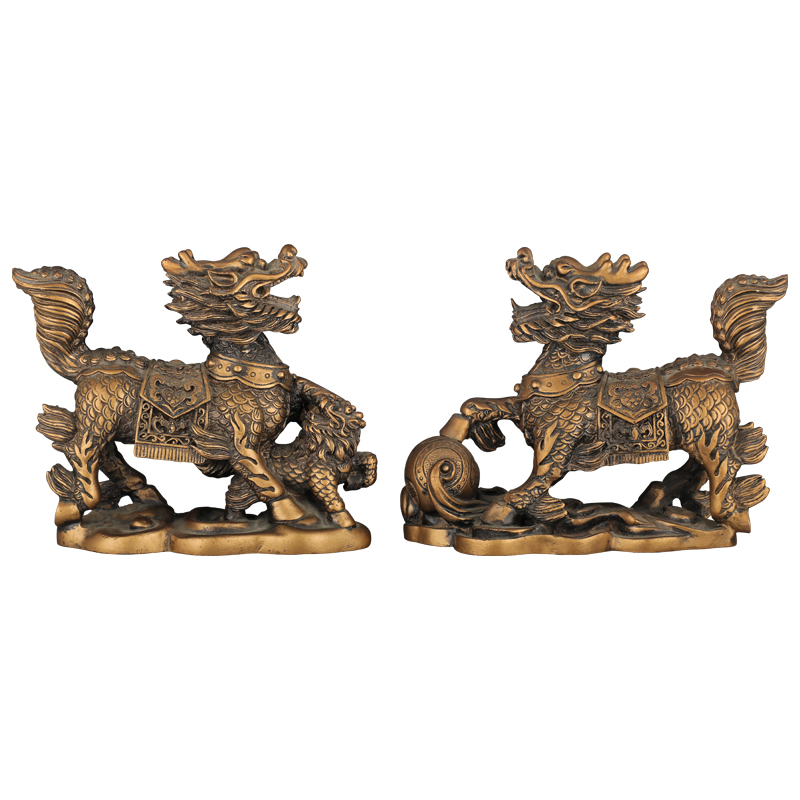 瓷胎泥金瑞兽 一对