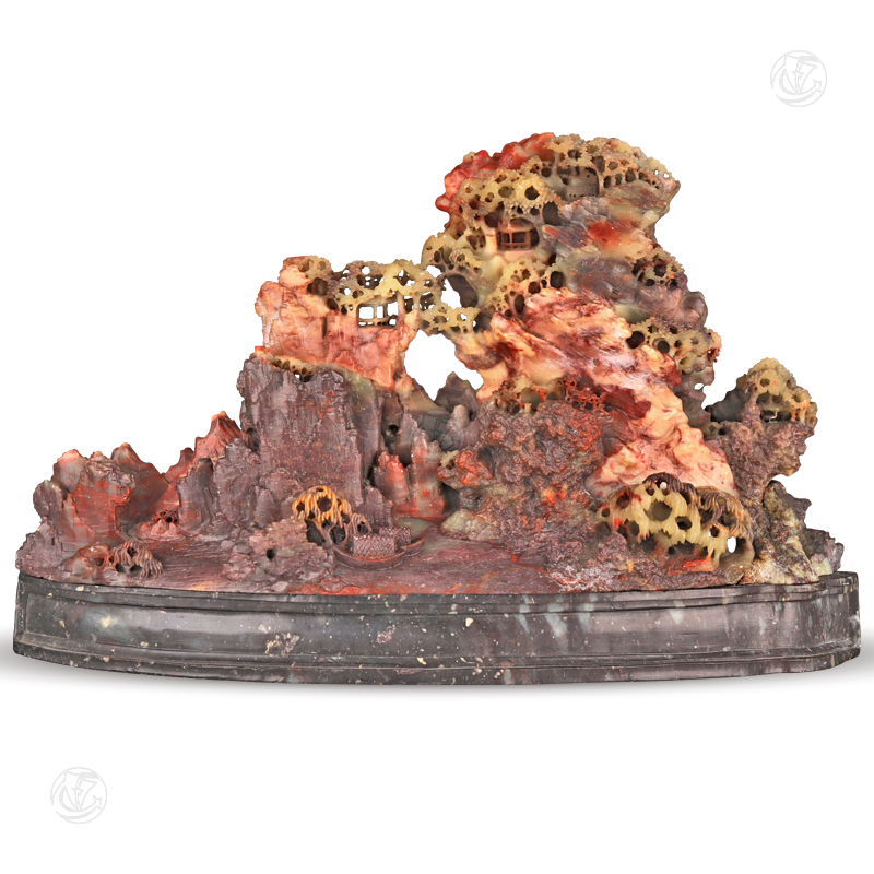 清代乾隆巴林鸡血石摆件