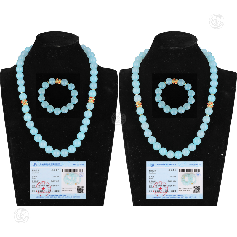 纯天然（天空蓝宝项链）手链各两件一组