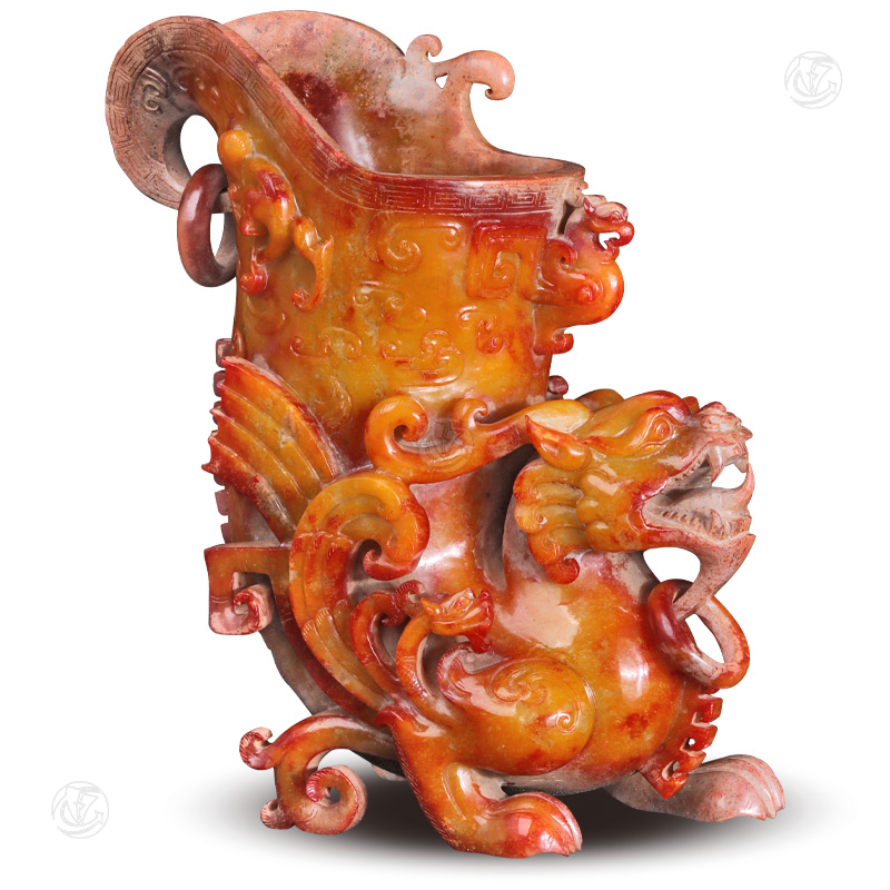 商代 龙凤纹黄玉爵