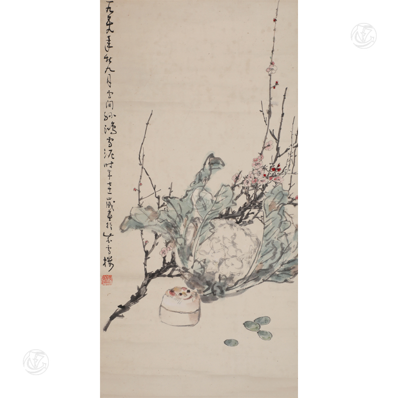 孙雪泥 白菜梅花图