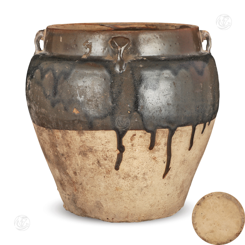 汉 紫金釉四系罐