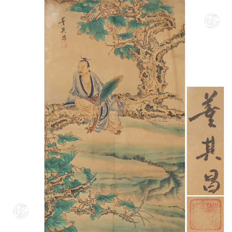 董其昌 老者古树眺望图