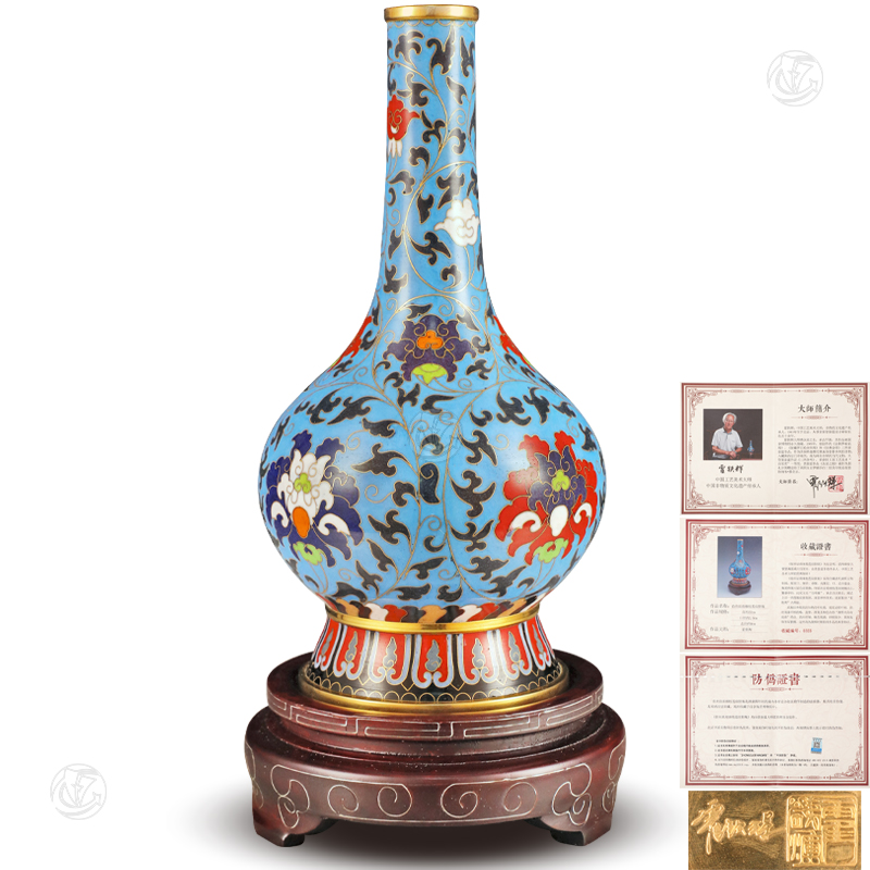 霍铁辉 掐丝珐琅缠枝莲纹胆瓶