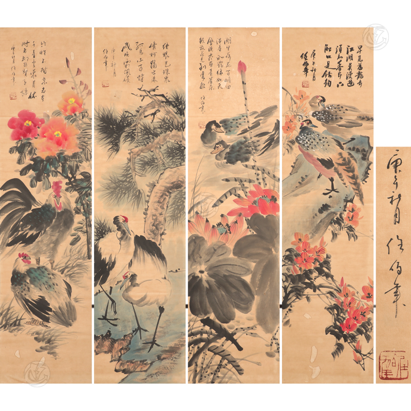 任伯年 花鸟 四条屏