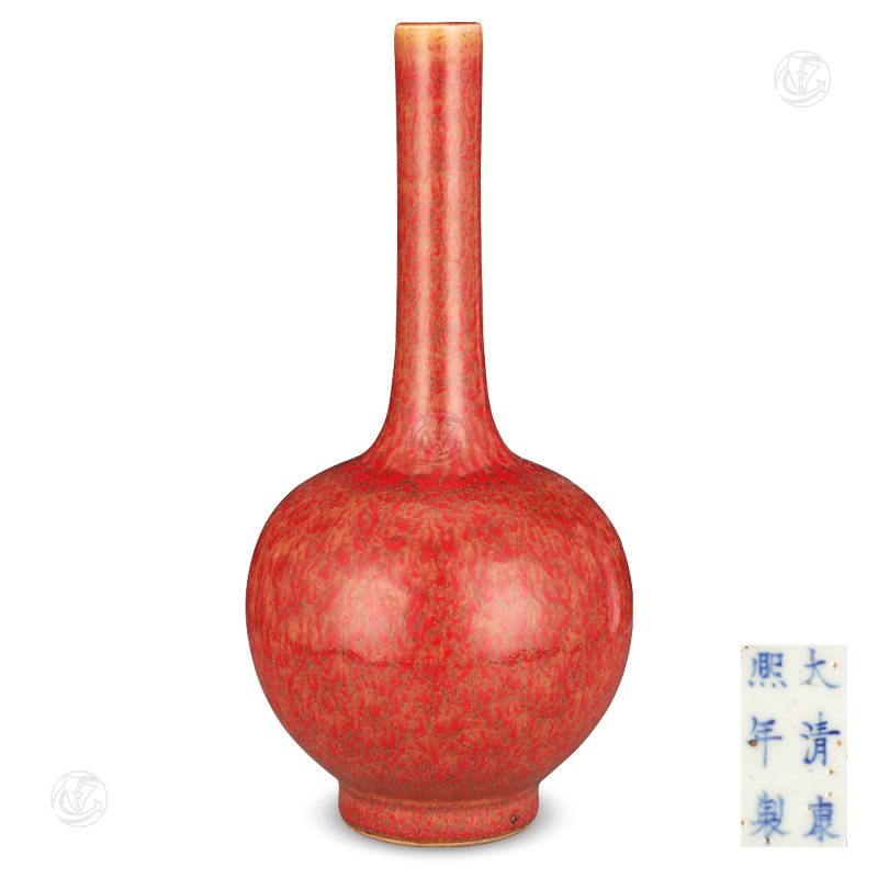 炉钧釉长颈天球瓶（大清康熙年制款）